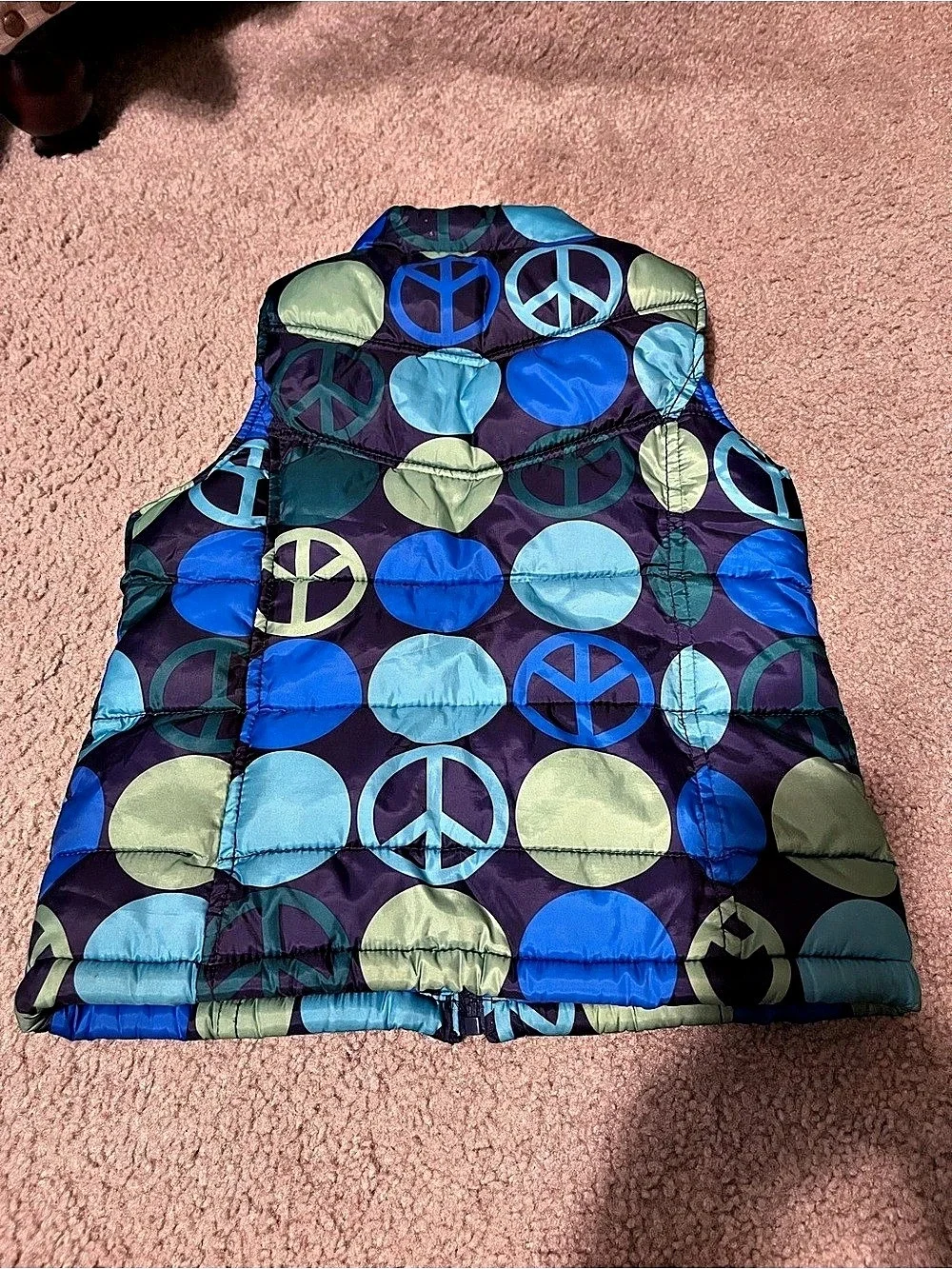 Old Navy Kid’s Geometric Puffer Vest Blue & Green Size M (8) Like New